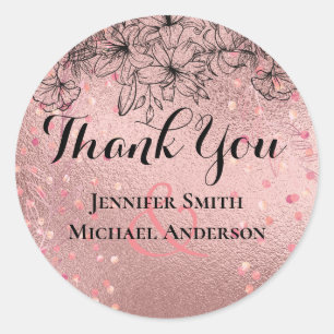 Sticker Rond Rose moderne Gold tendance Mariage budget