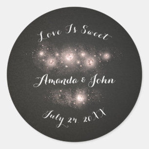 Sticker Rond Rose noir coups Enregistrer la date L'amour est do