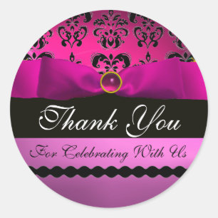 Sticker Rond ROSE NOIR DAMASK RIBBON MONOGRAM Violet violet