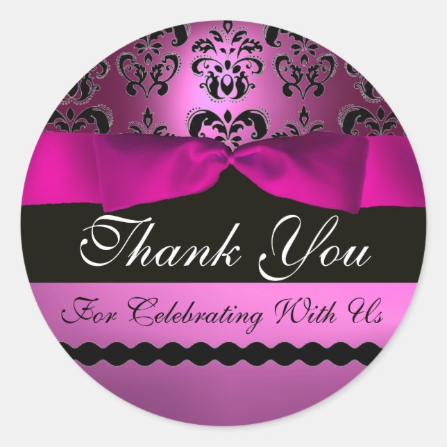 Sticker Rond ROSE NOIR DAMASK RIBBON MONOGRAM Violet violet (Devant)