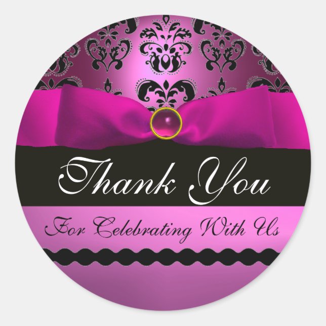 Sticker Rond ROSE NOIR DAMASK RIBBON MONOGRAM Violet violet (Devant)