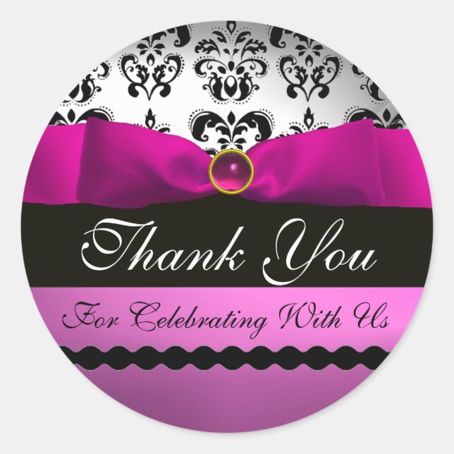 Sticker Rond ROSE NOIR DAMASK RIBBON MONOGRAM Violet violet (Devant)