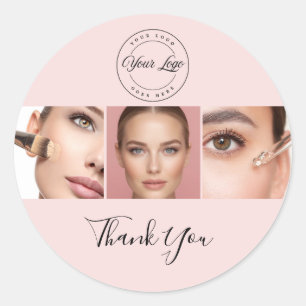 Sticker Rond Rose Noir Script Votre Logo 3 Photo Maquillage
