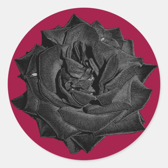 Sticker Rond Rose noir unique (Devant)