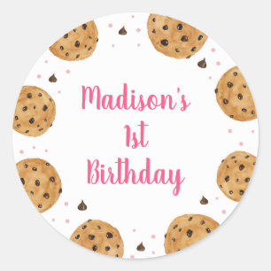 Sticker Rond Rose One Sweet Cookie Premier Anniversaire