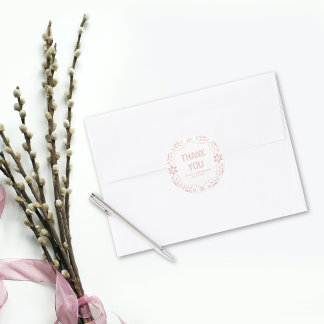 Sticker Rond Rose or rose pique picado Merci Baby shower