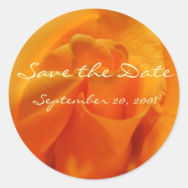 Sticker Rond Rose orange "Enregistrer la date" (Devant)