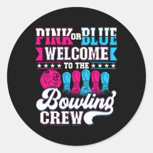 Sticker Rond Rose Ou Bleu Bienvenue À L'Équipe De Bowling Genre