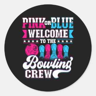 Sticker Rond Rose Ou Bleu Bienvenue À L'Équipe De Bowling Genre