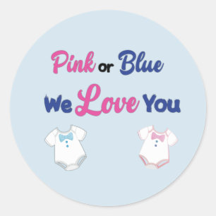 Sticker Rond Rose ou Bleu Nous t'aimons Coussins