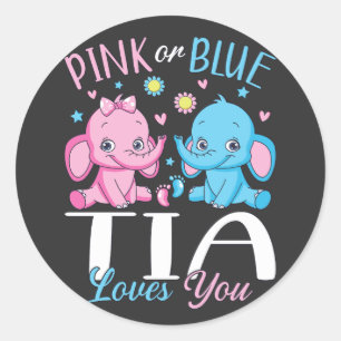 Sticker Rond Rose Ou Bleu Tia Vous Aime Baby Elephant