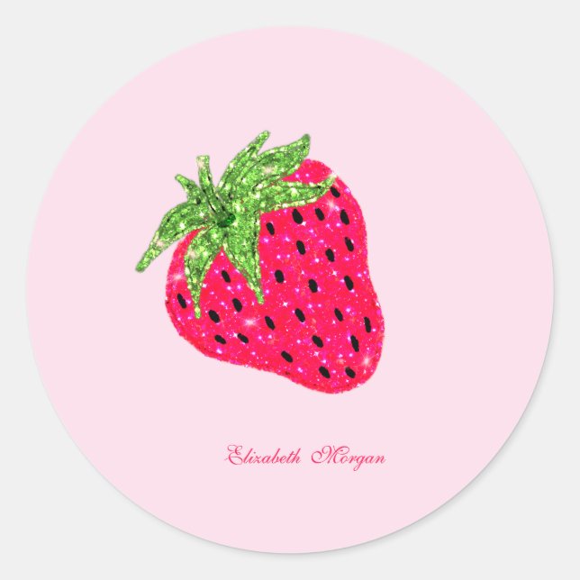 Sticker Rond Rose Pailleté Fraise Froid (Devant)