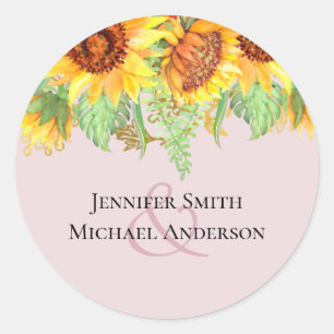 Sticker Rond Rose pâle avec Sunflowers Budget Mariage