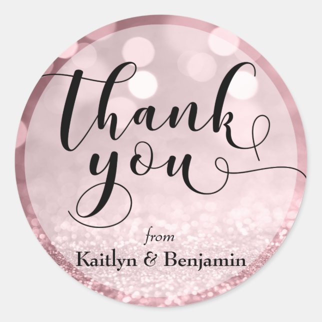 Sticker Rond Rose Parties scintillant or Bokeh & Typographie Me (Devant)