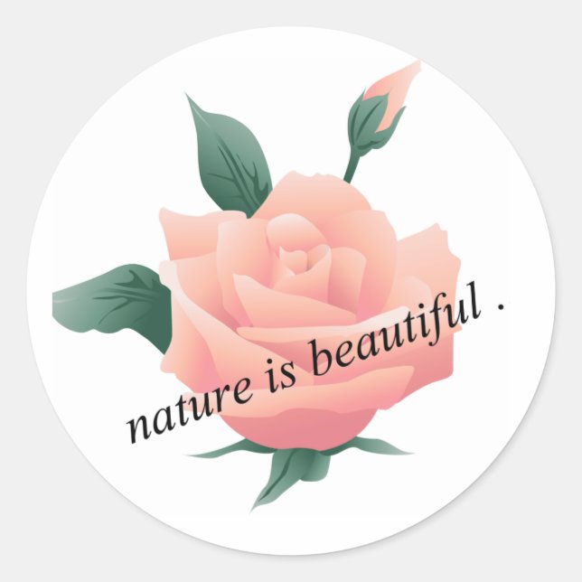Sticker Rond Rose (Pêche) - Belle nature (Devant)