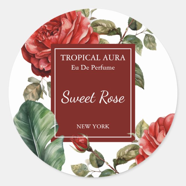 Sticker Rond Rose Perfume Label (Devant)