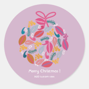Sticker Rond rose personnalisé pour Noël pour fille mignonne  