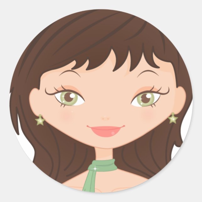 Sticker Rond Rose poupée (Devant)