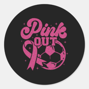 Sticker Rond Rose pour botter pour une guérison Football Cancer