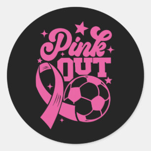 Sticker Rond Rose pour botter pour une guérison Football Cancer