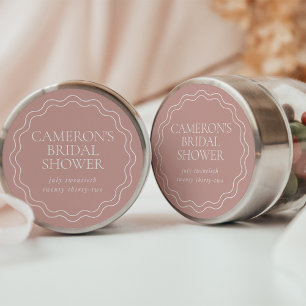 Sticker Rond Rose Poussiéreux Fête de Mariage à Bordure Ondul