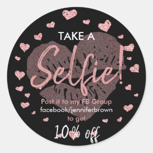 Sticker Rond Rose prendre un selfie Coeur Lips Lipstick réducti