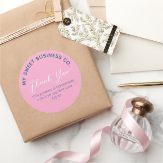 Sticker rond rose produit commercial