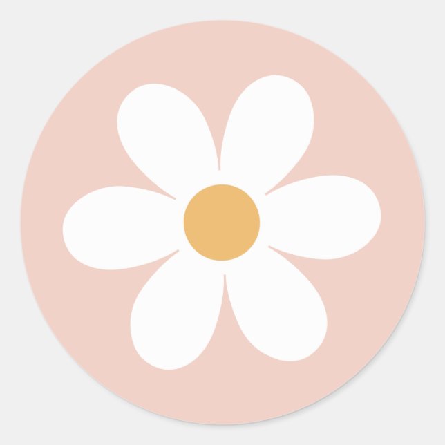 Sticker Rond Rose rétro daisy boho (Devant)