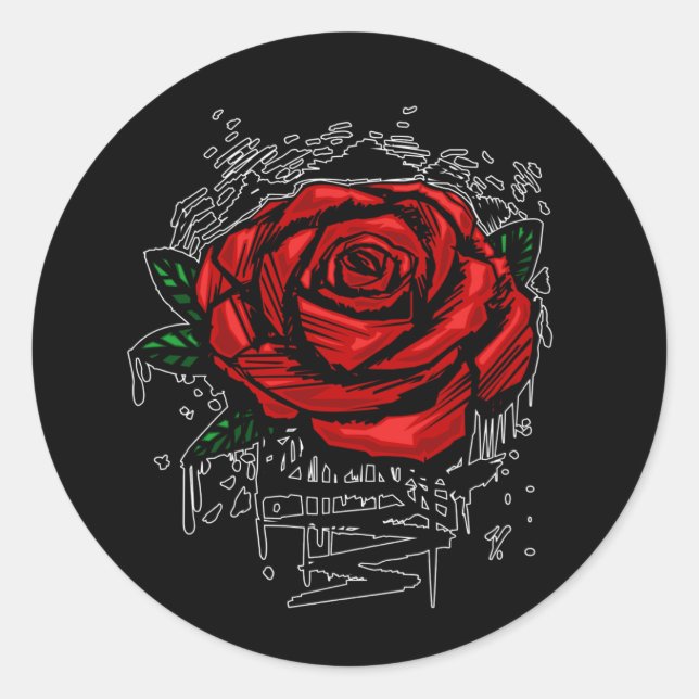 Sticker Rond Rose robuste (Devant)