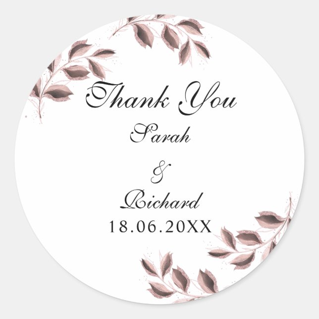 Sticker Rond Rose romantique Parties scintillant Mariage de cal (Devant)