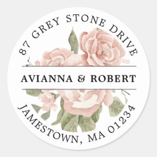 Sticker Rond Rose rose Dusty Adresse de retour