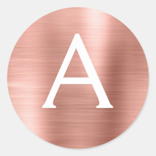 Sticker Rond Rose Rose Gold Girl Mariage Monogramme