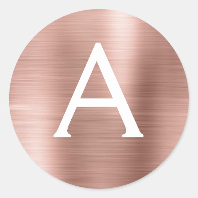 Sticker Rond Rose Rose Gold Girl Mariage Monogramme (Devant)