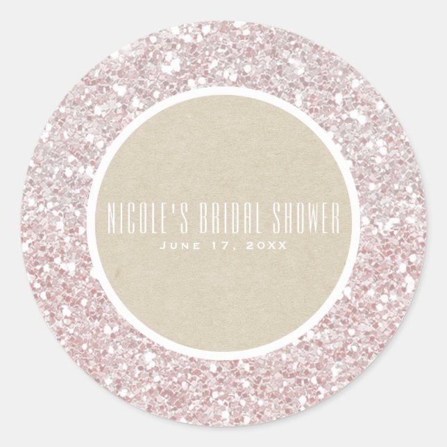 Sticker Rond Rose Rose Gold Parties scintillant Kraft Élégant m (Devant)