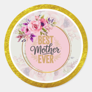 Sticker Rond Rose rose Mère Fête des mères I Meilleure mère qui
