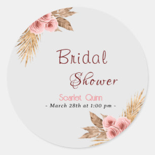 Sticker Rond Rose rose moderne bouquets de mariée rose blush bo
