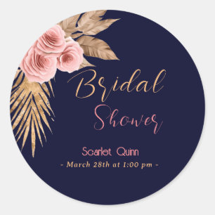 Sticker Rond Rose rose moderne bouquets de mariée rose blush bo