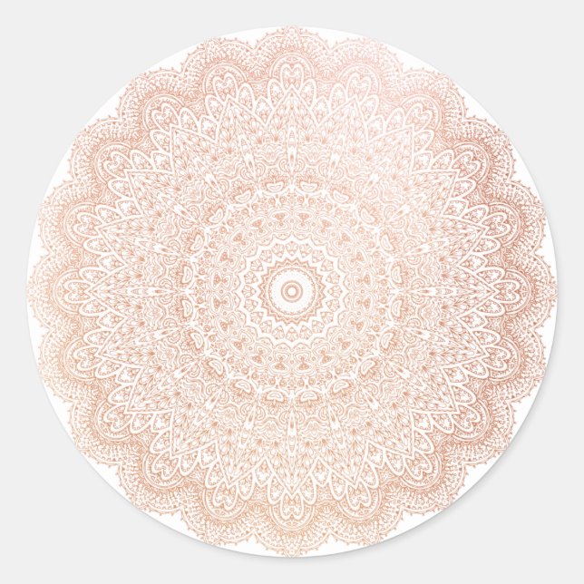 Sticker Rond Rose Rose Or Blush Metallas Mandala Flower (Devant)