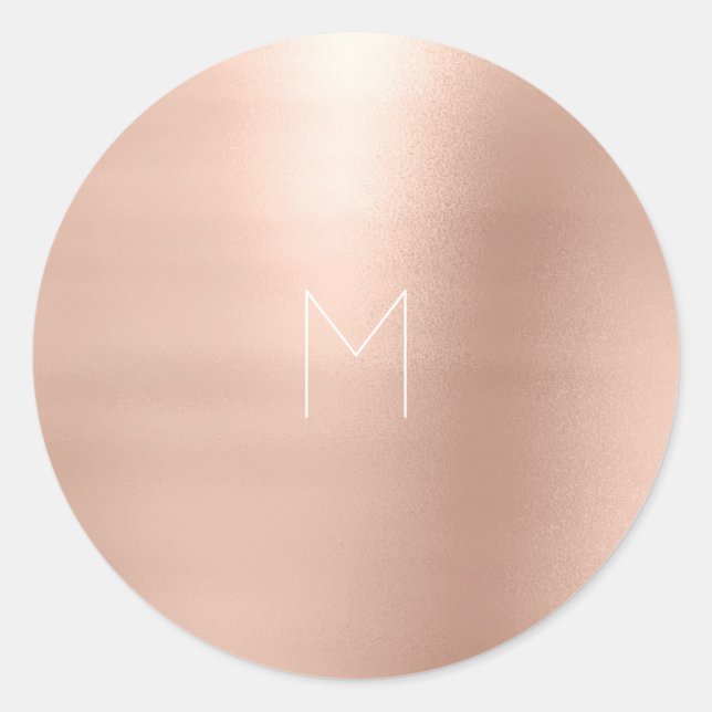Sticker Rond Rose Rose Or Blush Métogramme Blanc (Devant)