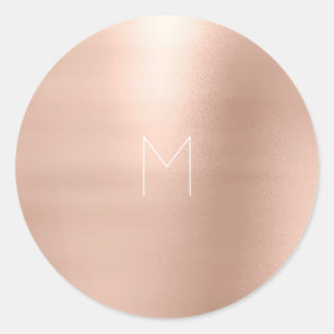 Sticker Rond Rose Rose Or Blush Métogramme Blanc