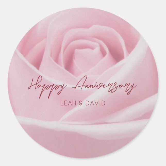 Sticker Rond Rose rose personnalisée joyeux anniversaire (Devant)