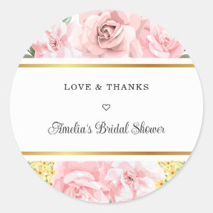 Sticker Rond Rose Rose Romantique Fleurie Amour et Remerciement