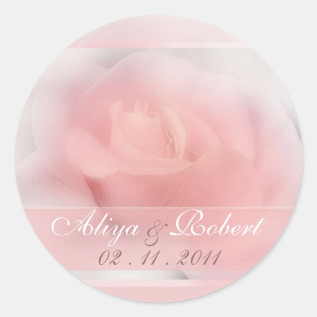 Sticker Rond rose rose rose pâle mariage date rappel (Devant)