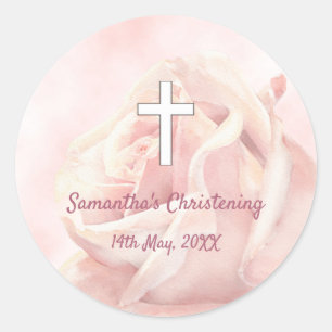 Sticker Rond Rose rose rousse fille Christine