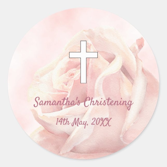 Sticker Rond Rose rose rousse fille Christine (Devant)