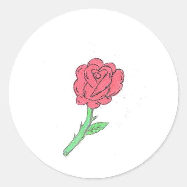 Sticker Rond Rose rouge (Devant)