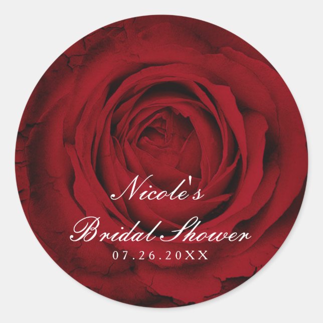 Sticker Rond Rose Rouge Belle Fleur Élégante Mariage Fête (Devant)