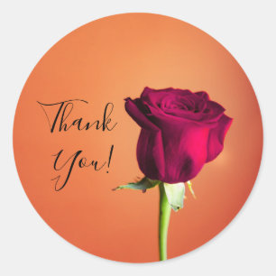 Sticker Rond Rose Rouge Coucher de Soleil Orange Mariage Romant