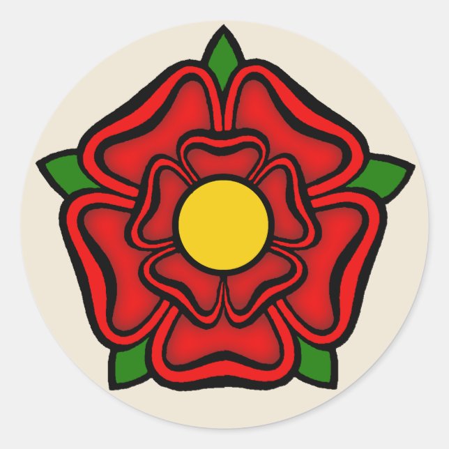 Sticker Rond Rose rouge de Lancaster, Angleterre Emblème de Pou (Devant)