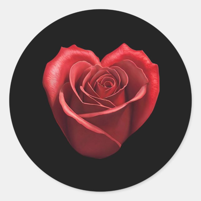 Sticker Rond Rose rouge en forme de coeur - (Devant)
